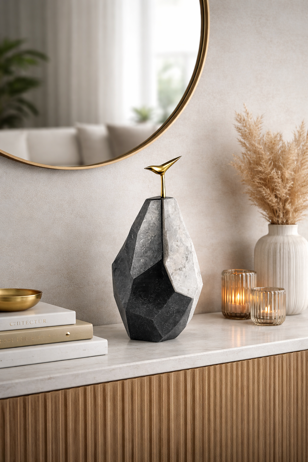 Luxury Modern Abstract Black Aluminium Accent Sculpture for Interiors