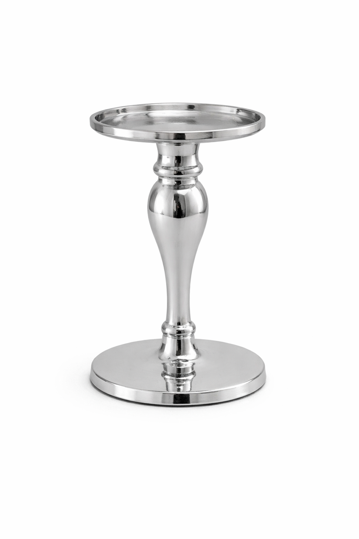 Polished Aluminium Candle Stand | Modern Table Décor | 6 Inch Height