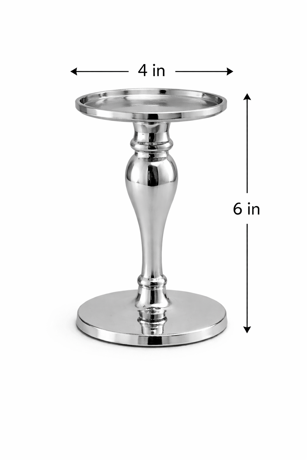 Polished Aluminium Candle Stand | Modern Table Décor | 6 Inch Height