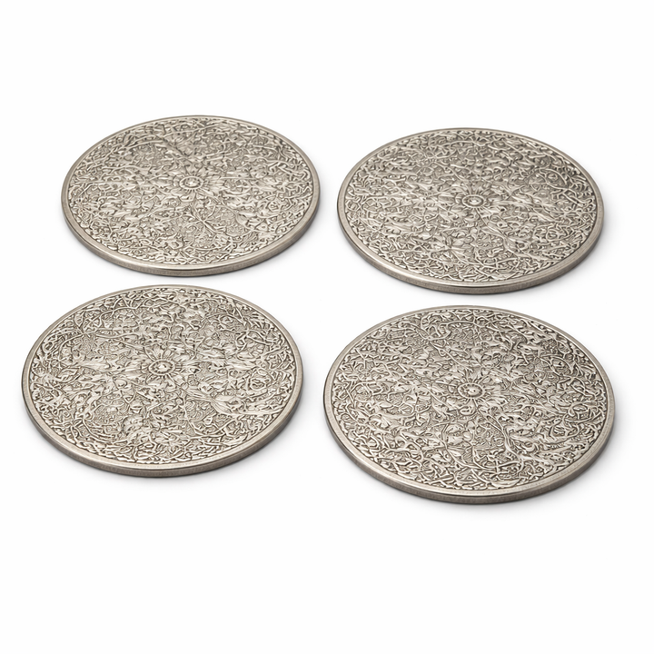 Classic Brass Coaster Set - 4-Inch, High-Quality Metal