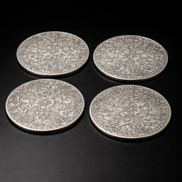 Classic Brass Coaster Set - 4-Inch, High-Quality Metal