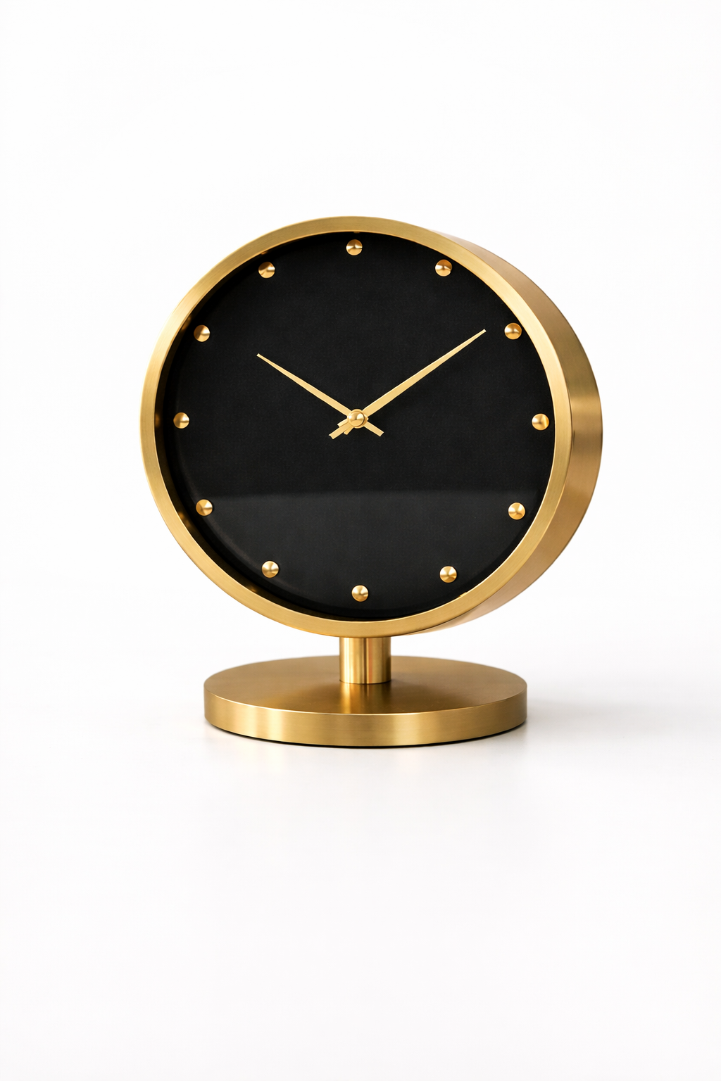 Elegant Round Stainless Steel Table Clock – Golden & Silver Design