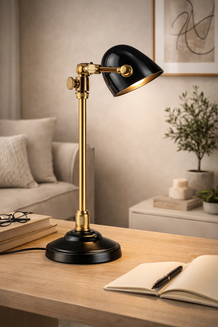 Vintage-Inspired Bankers Desk Lamp with Metal Base