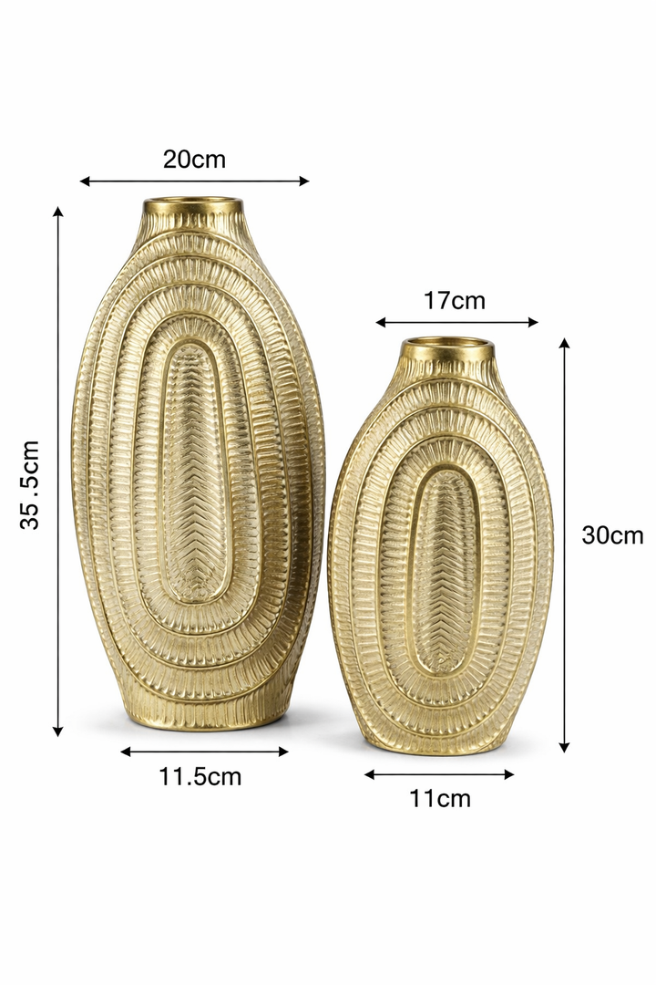 Luxury Metallic Concentric Aluminium Decorative Vase Showpiece