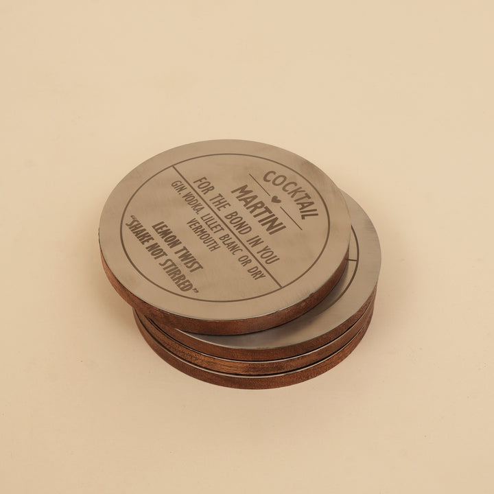 Expobazaar Metal and Wood Cocktail Coasters