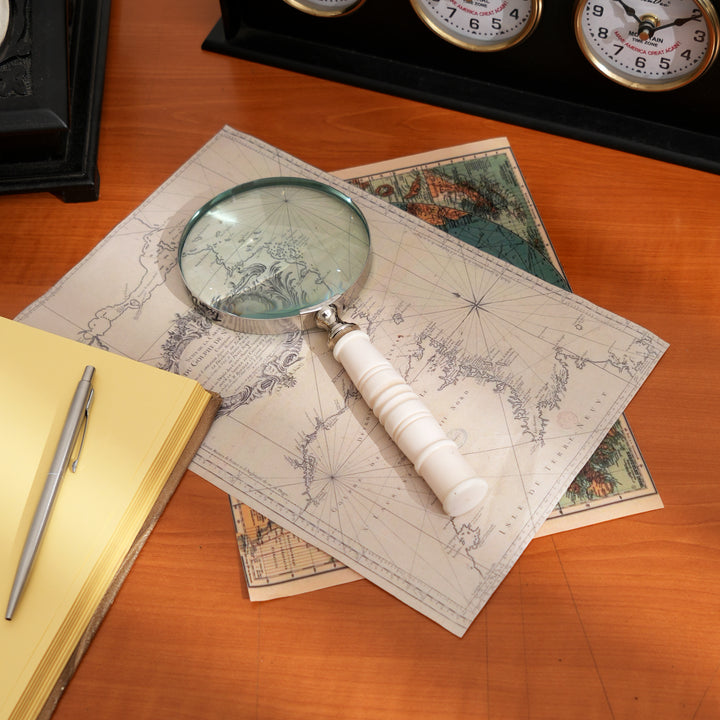 Decorative Stone Handle Magnifier Elegant White Accent Piece