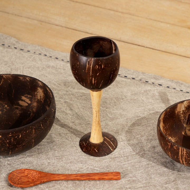 Handcrafted Coconut Shell Wine Goblet