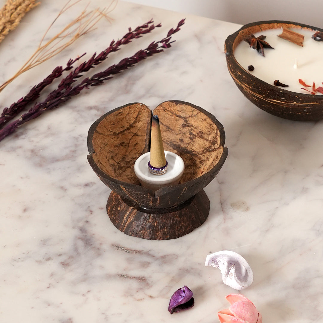 Coconut Shell Dhoop & Incense Stand