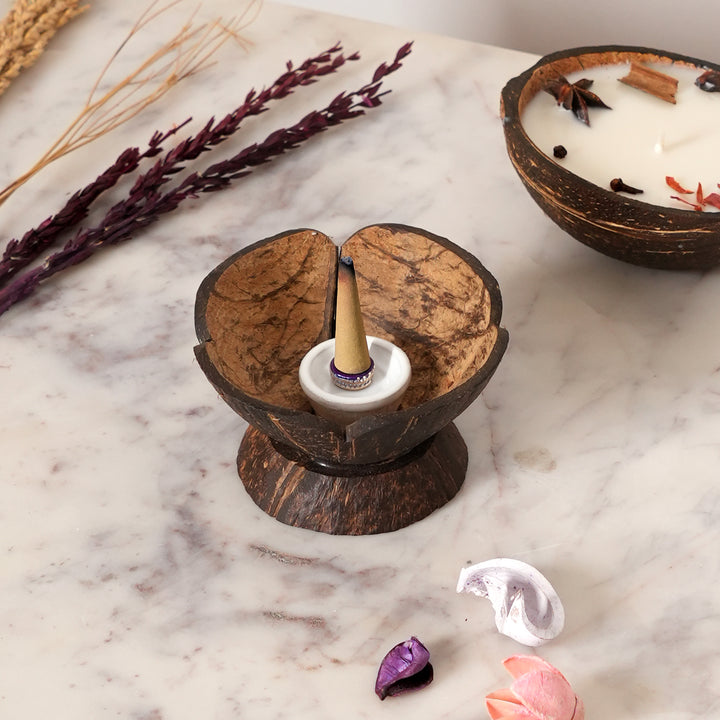 Coconut Shell Dhoop & Incense Stand