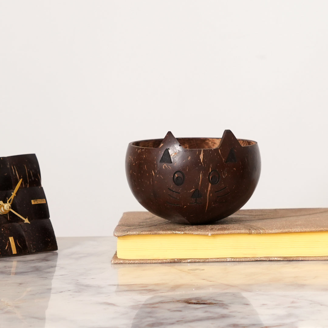 Coconut Shell Cat Bowl