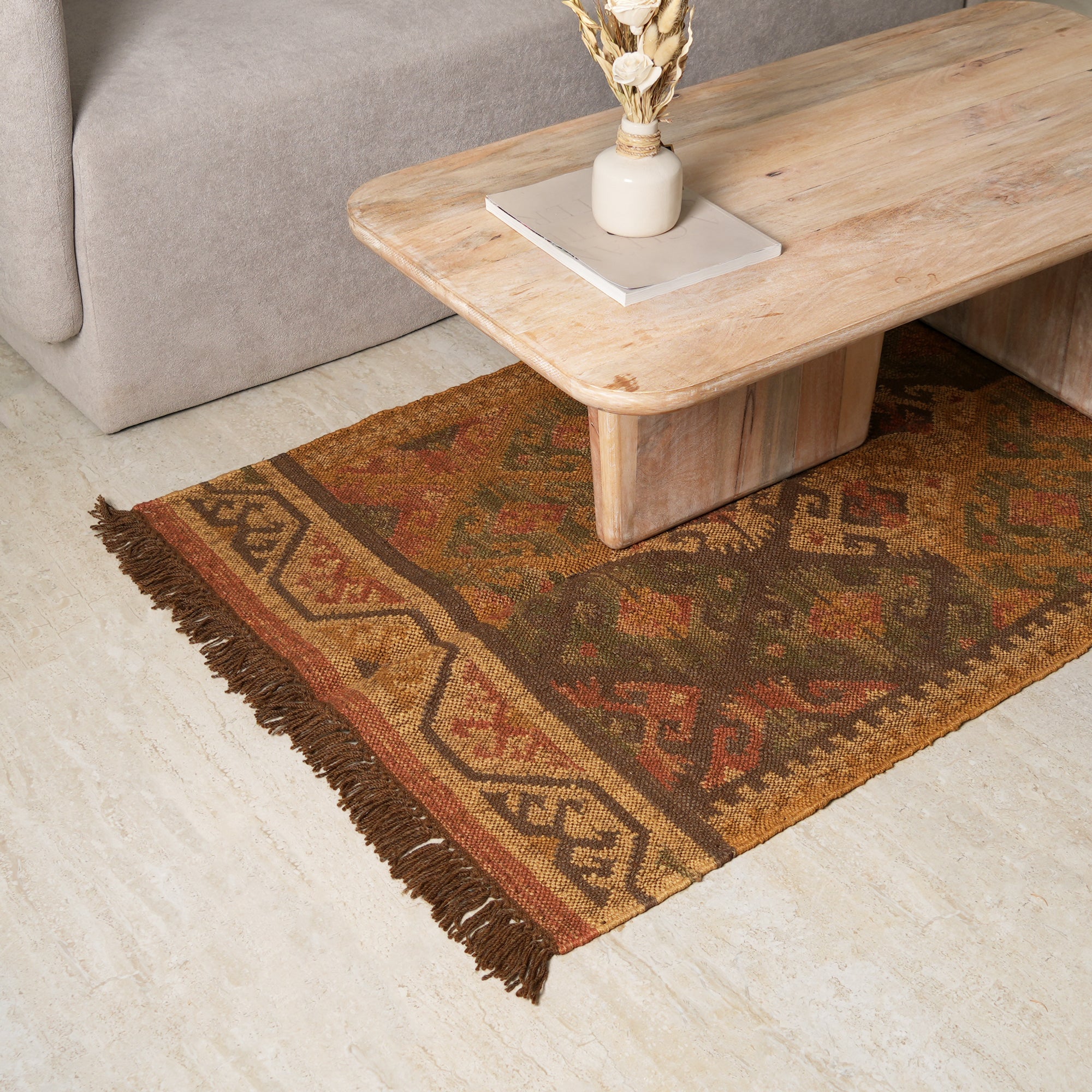 Wool Jute Rug - Natural Home Décor