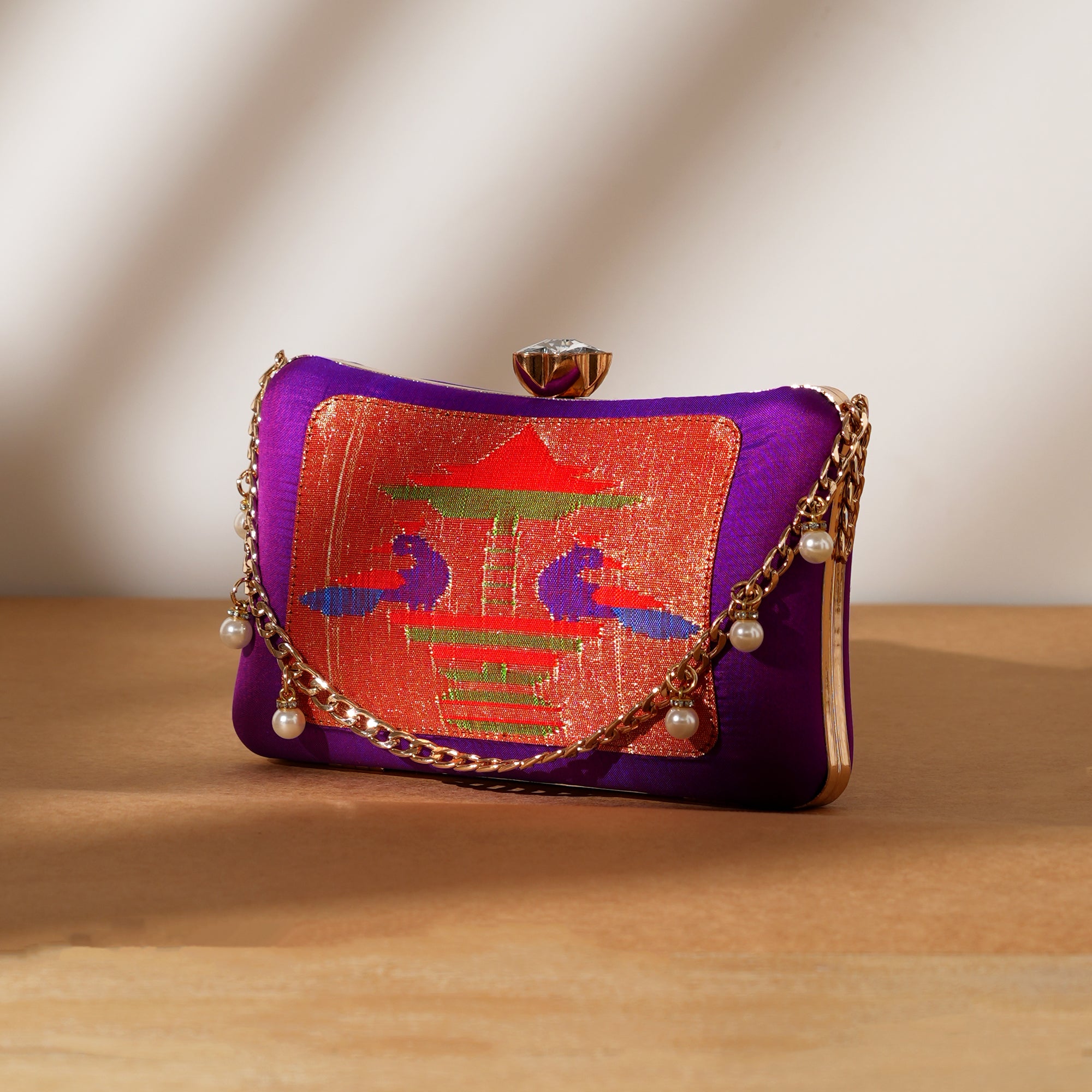 Violet Silk Side Sling Handbag: Heritage Meets Modern Elegance
