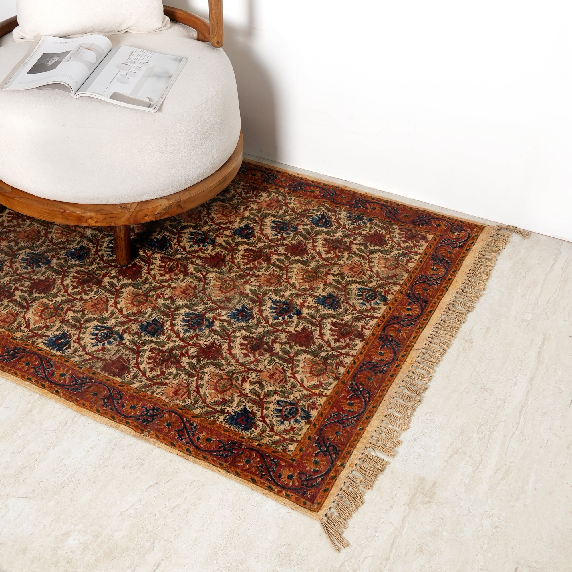 Hand-Printed Kalamkari Cotton Rug