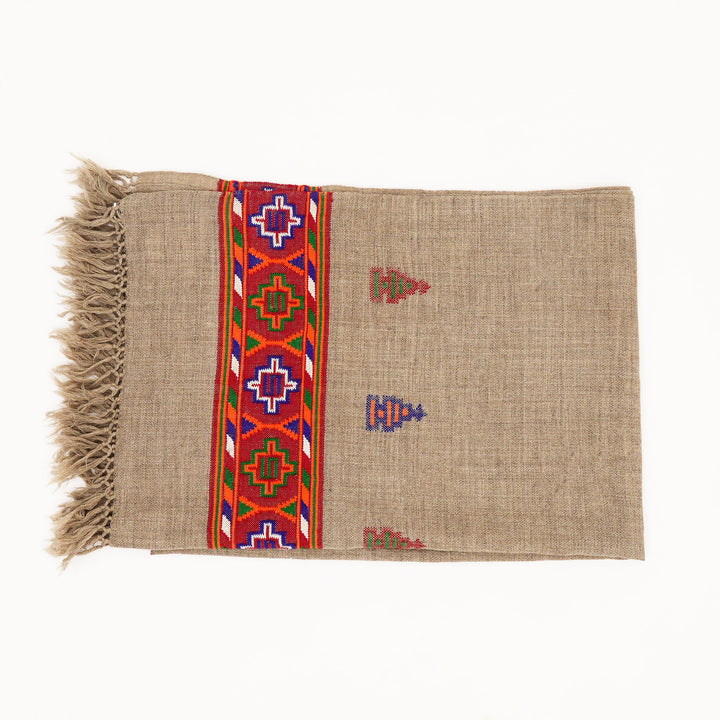 Handwoven Kullu Pashmina Wool Stole – Rich Brown Elegance