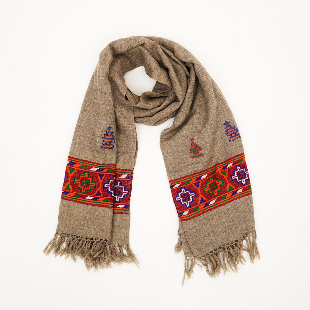 Handwoven Kullu Pashmina Wool Stole – Rich Brown Elegance