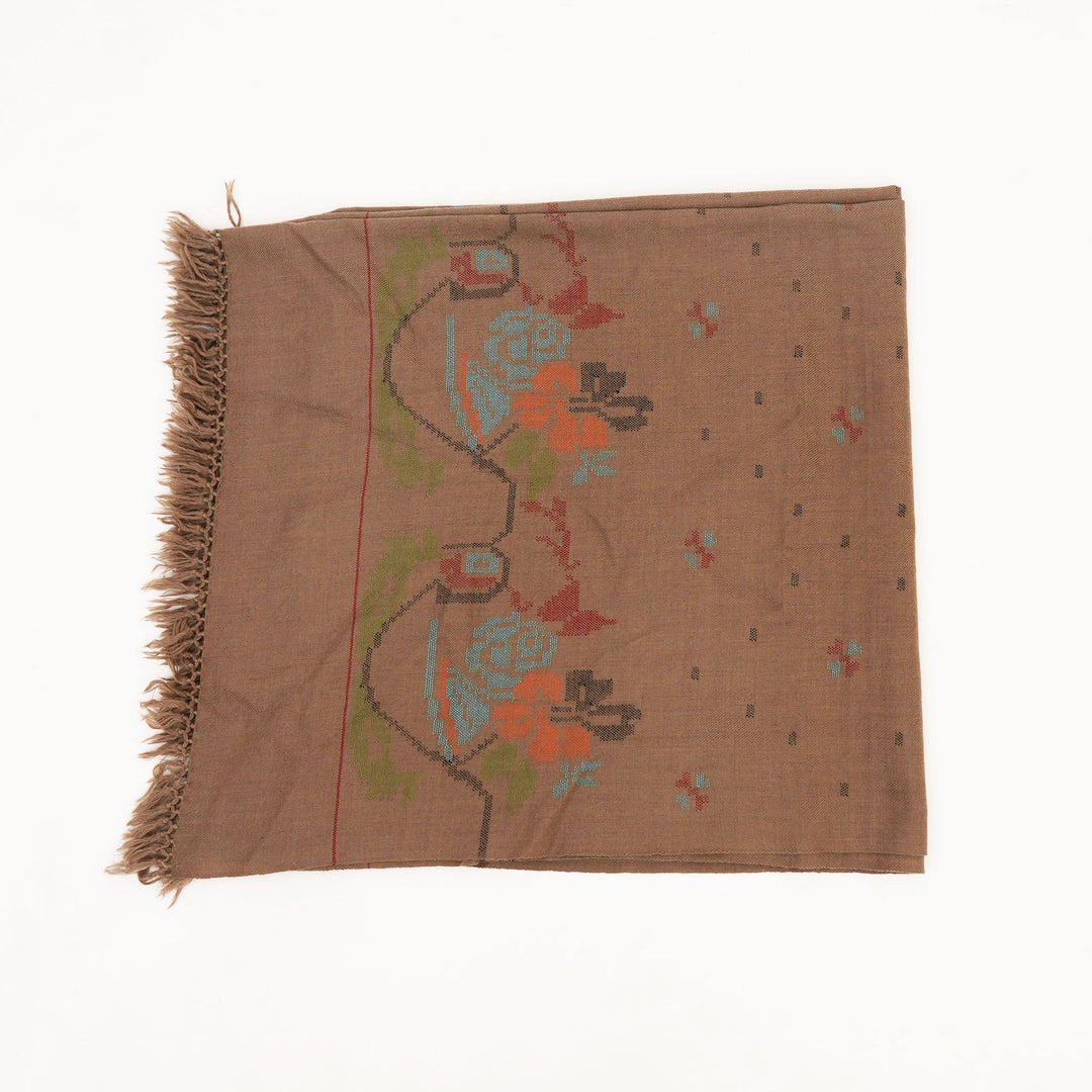 Kullu Handwoven Wool Shawl – Light Brown