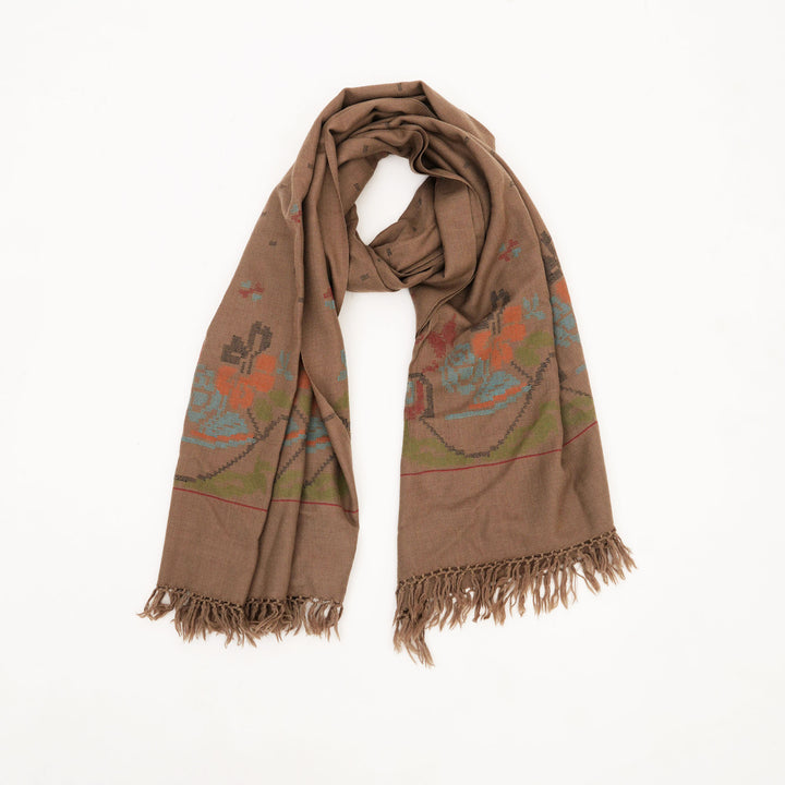 Kullu Handwoven Wool Shawl – Light Brown