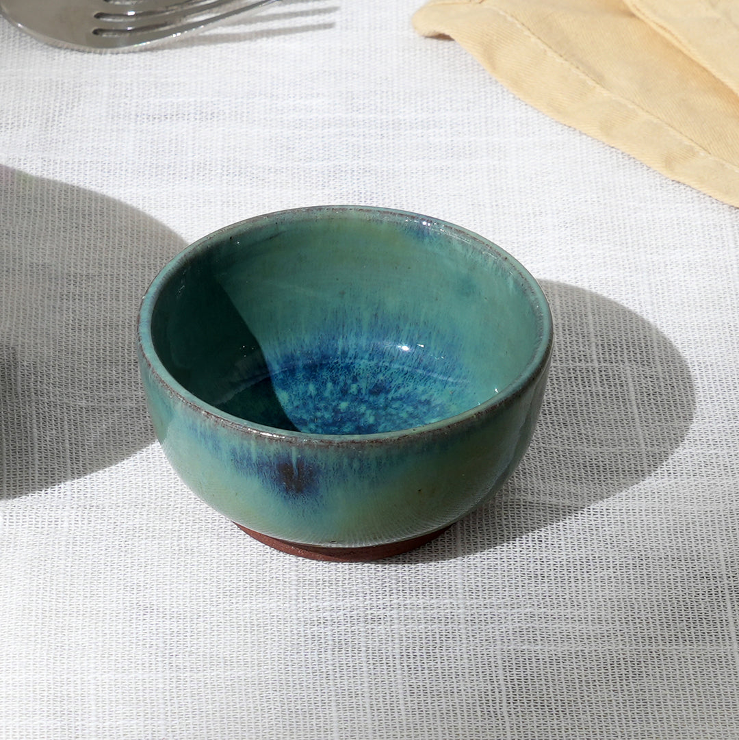 Handmade Terracotta Serving Bowl – Glossy Green Glazed Earthenware