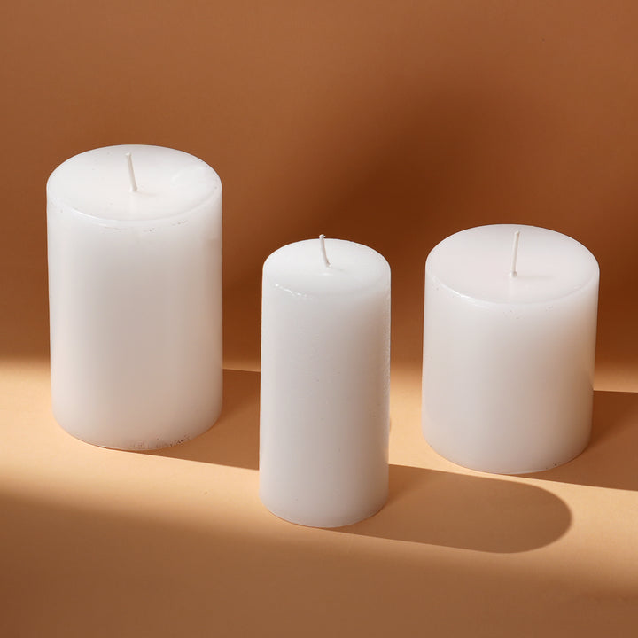 White Pillar Candle Set – Set of 3