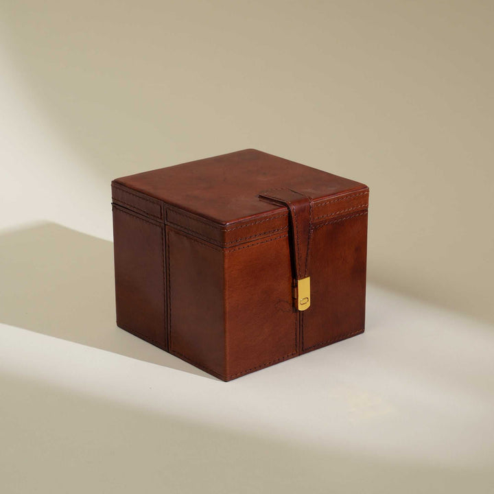 Expobazaar Tan Leather Storage Box – Stylish & Practical Organizer