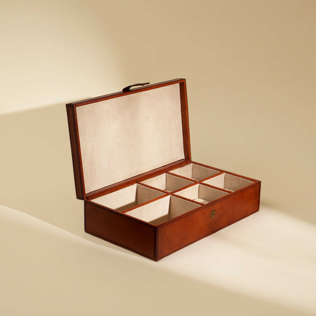 Luxury Tan Leather Collector’s Box for Watches & Accessories