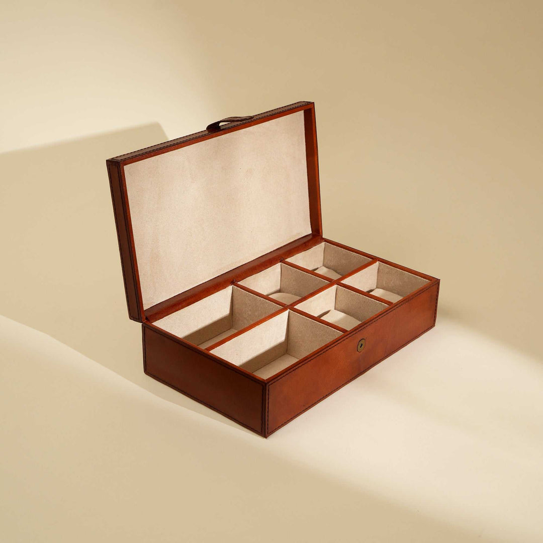 Luxury Tan Leather Collector’s Box for Watches & Accessories