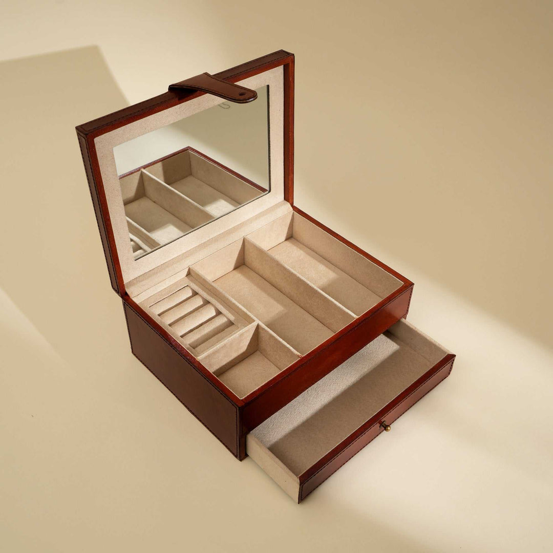 Elegant Tan Leather Jewelry Box Luxury and Practical Storage