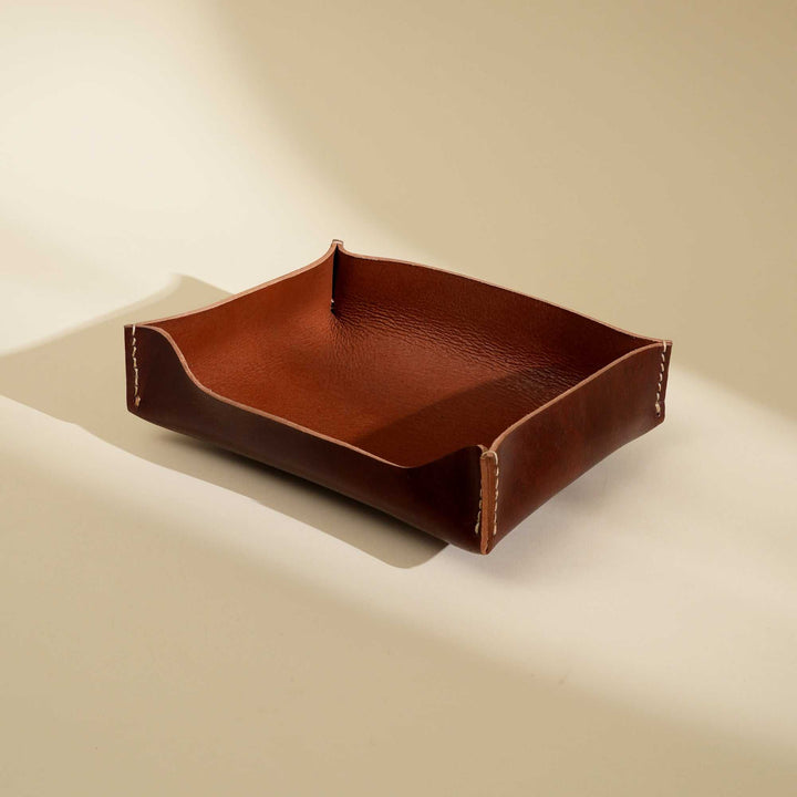 Premium Genuine Leather Desk Tray for Elegant Office Organization
