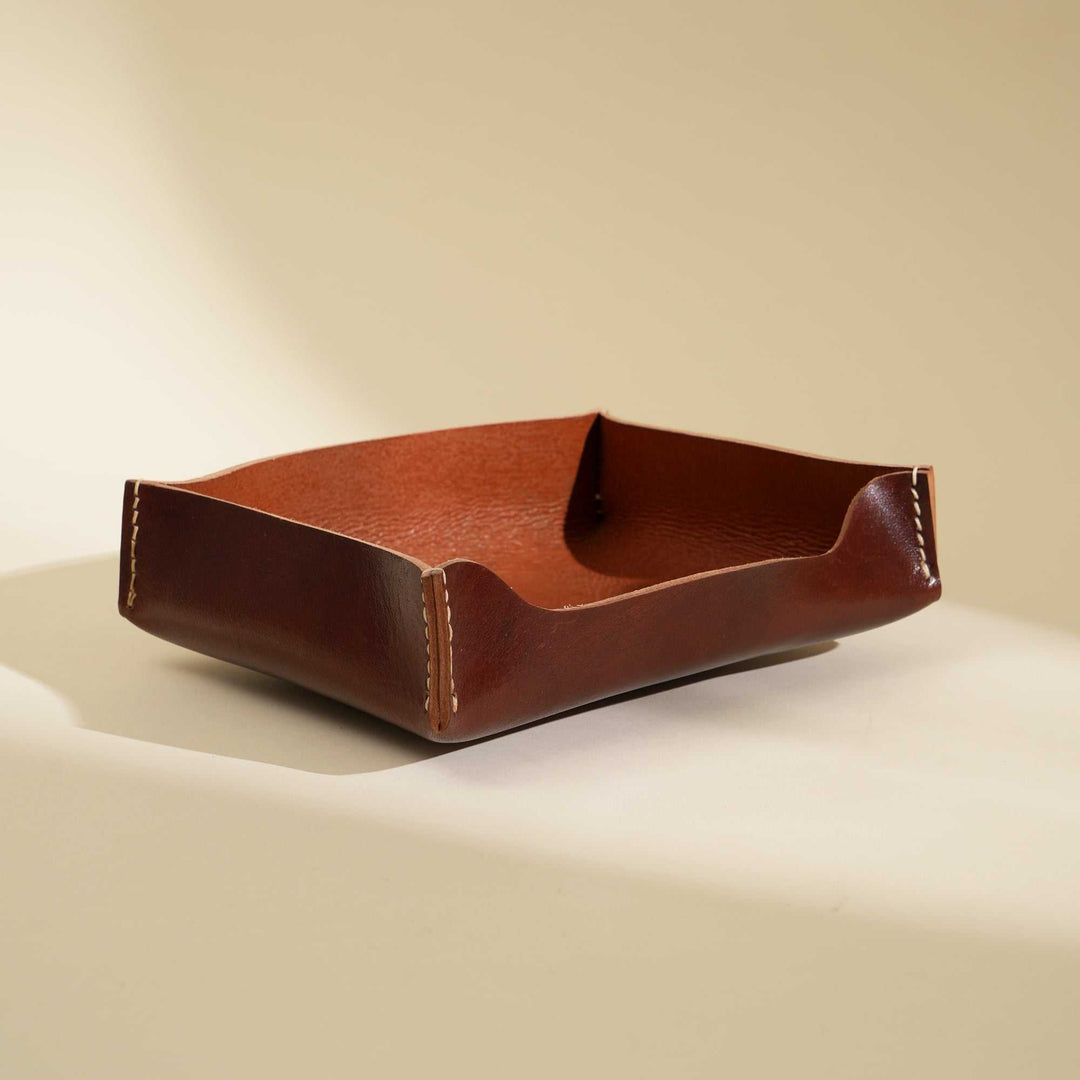 Premium Genuine Leather Desk Tray for Elegant Office Organization