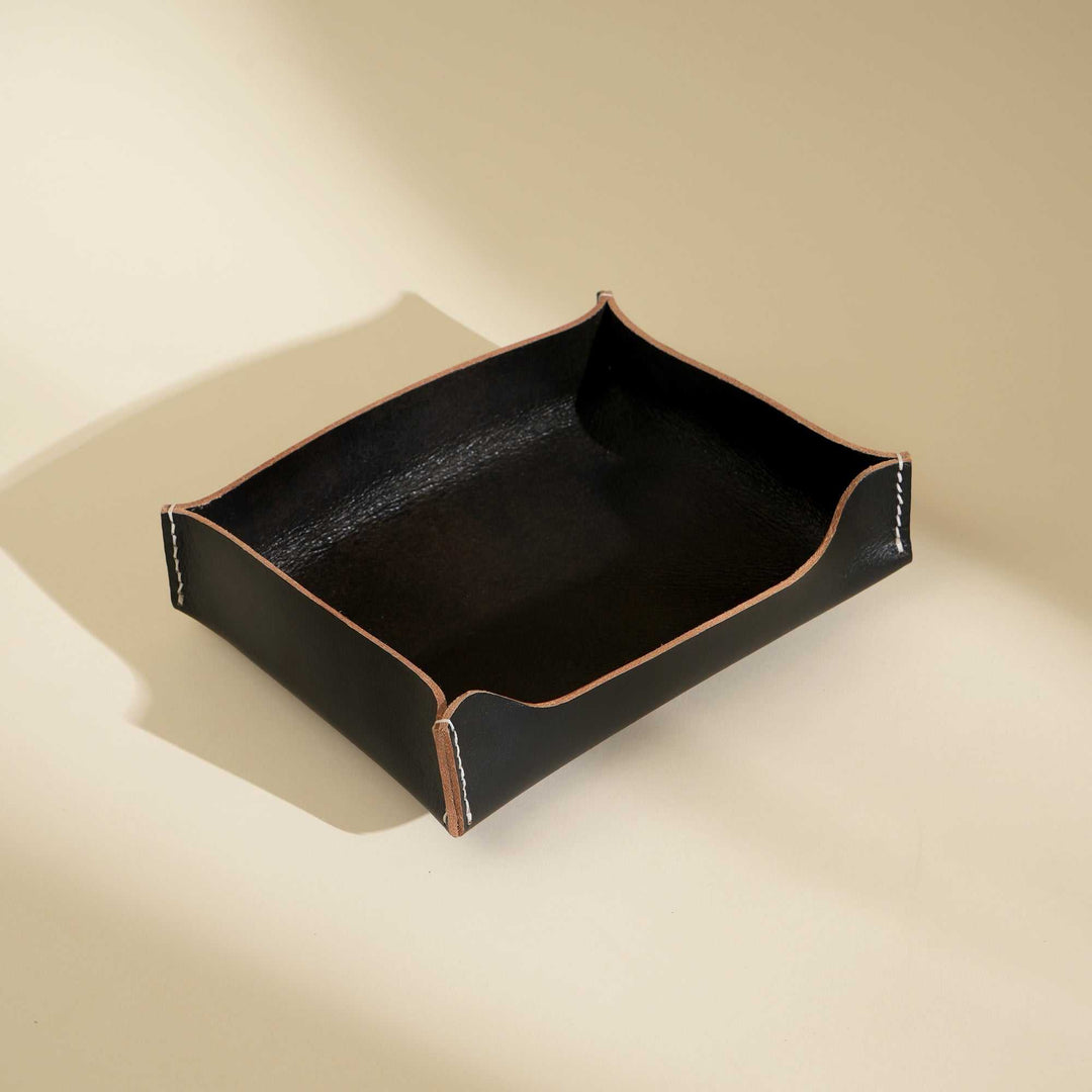 Premium Genuine Leather Desk Tray for Elegant Office Organization