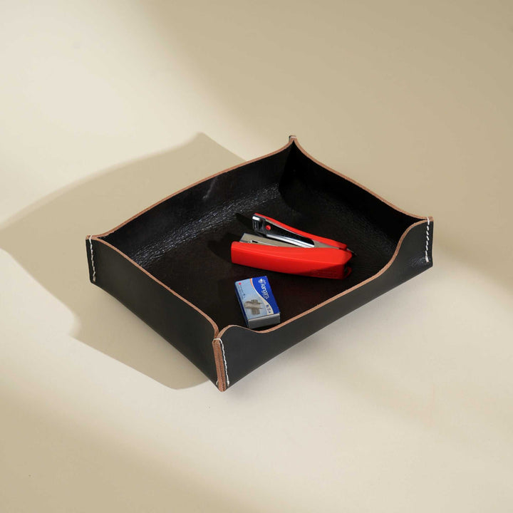 Premium Genuine Leather Desk Tray for Elegant Office Organization