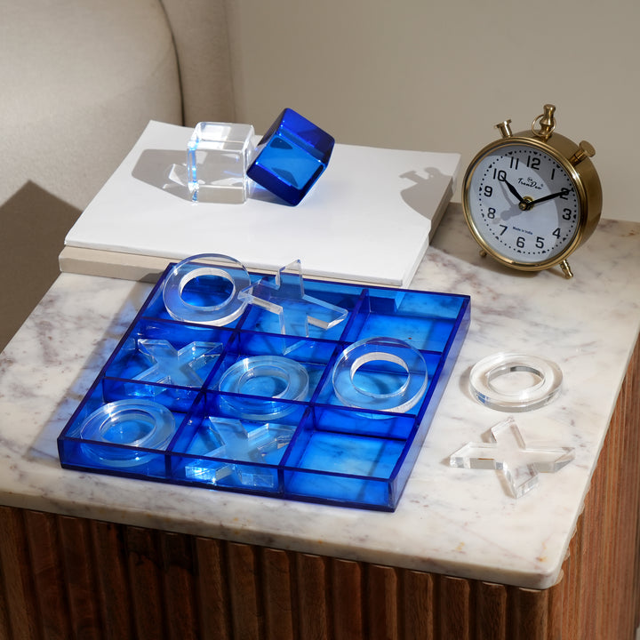 Decorative Acraylic Tik Tac Toe Elegant Blue and Transparent Accent Piece