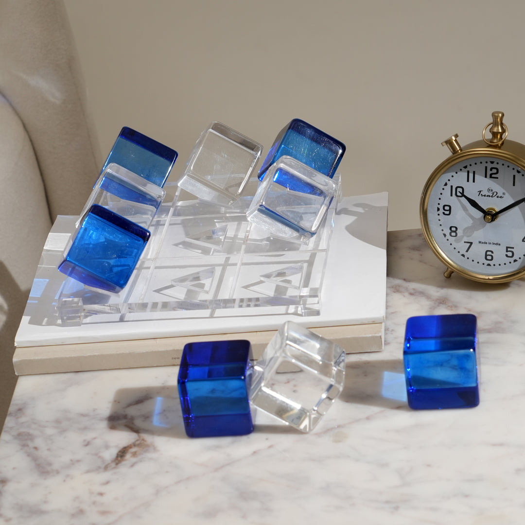Decorative Acraylic Tik Tok Elegant BLUE & TRANSPARENT Accent Piece