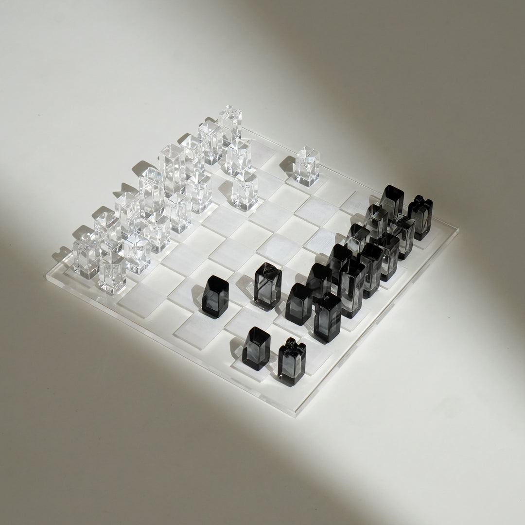 Elegant Acraylic Chess Decor Piece Black and White Classic Design for Home or Office