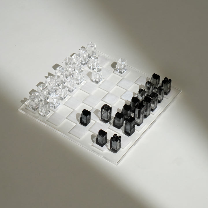 Elegant Acraylic Chess Decor Piece Black and White Classic Design for Home or Office