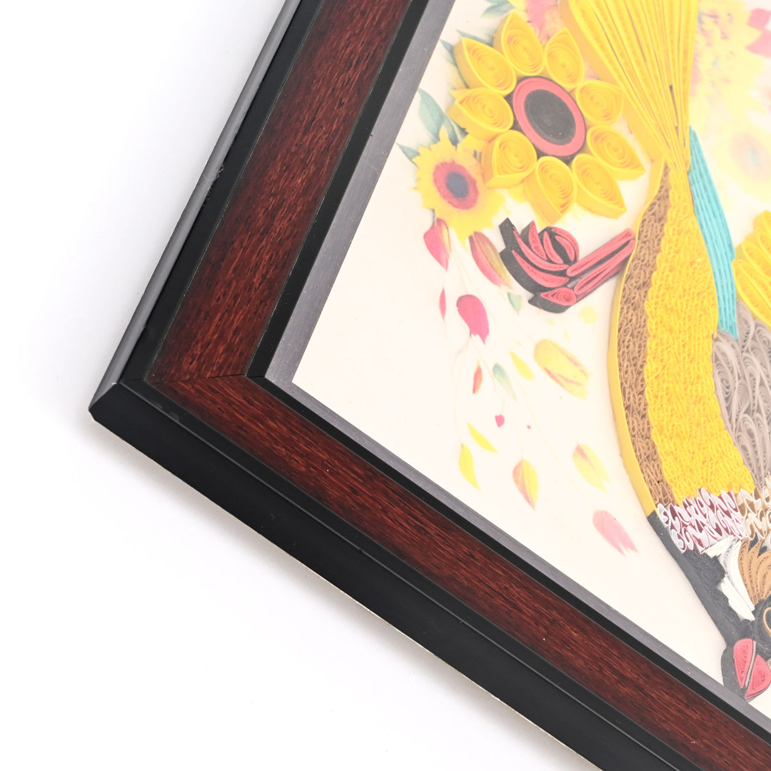 Handcrafted Paper Quilling Art – Yellow Bird in Flight