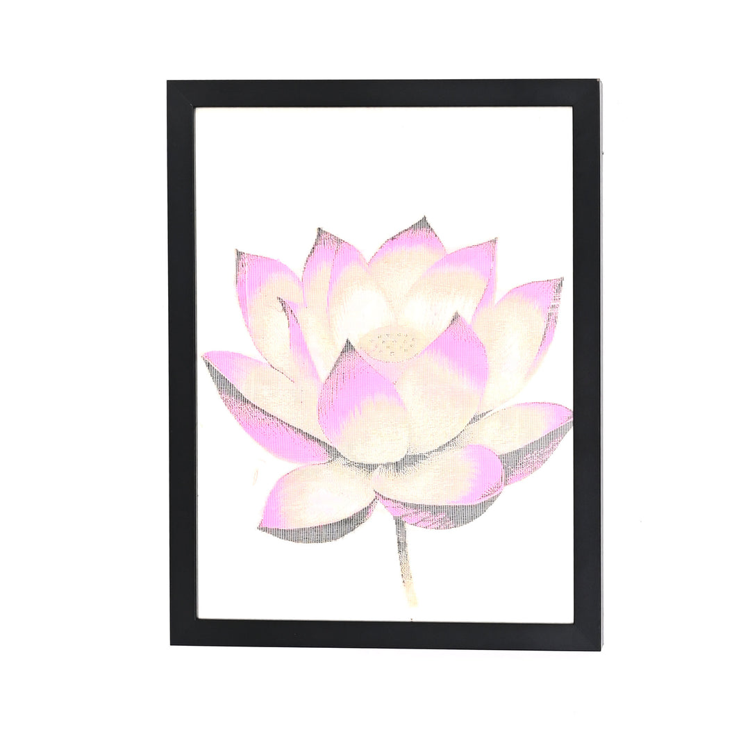 Handcrafted Lotus Wall Art with Frame | Traditional Textile Wall Art