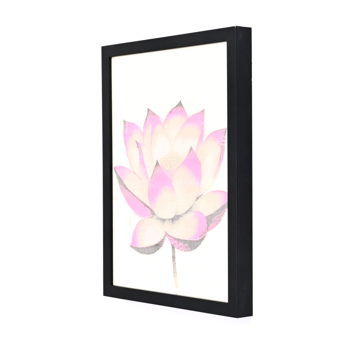Handcrafted Lotus Wall Art with Frame | Traditional Textile Wall Art