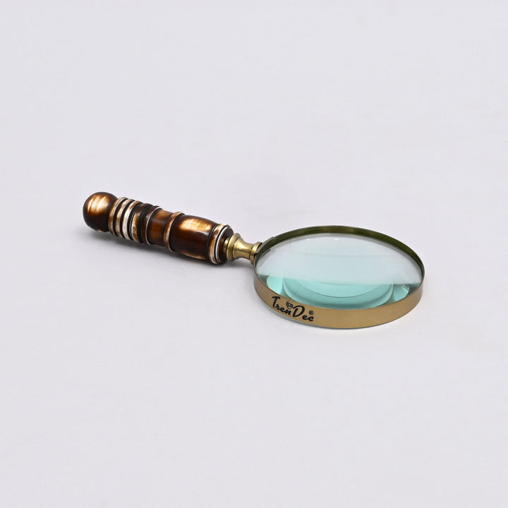 Decorative Stone Handle Magnifier Elegant Brown Accent Piece