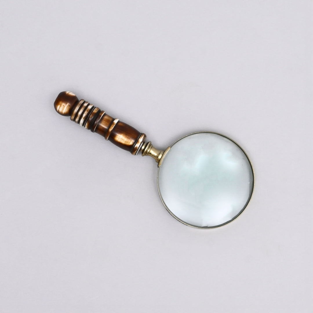 Decorative Stone Handle Magnifier Elegant Brown Accent Piece