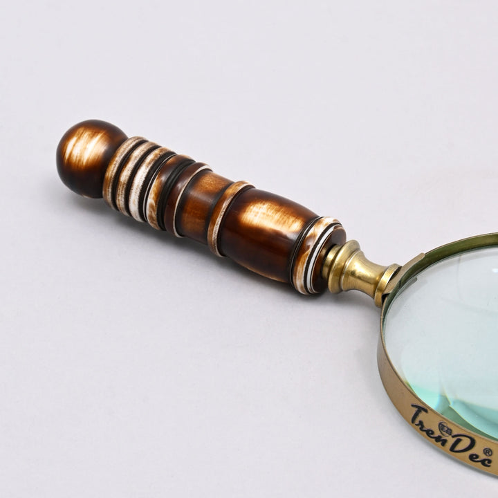 Decorative Stone Handle Magnifier Elegant Brown Accent Piece
