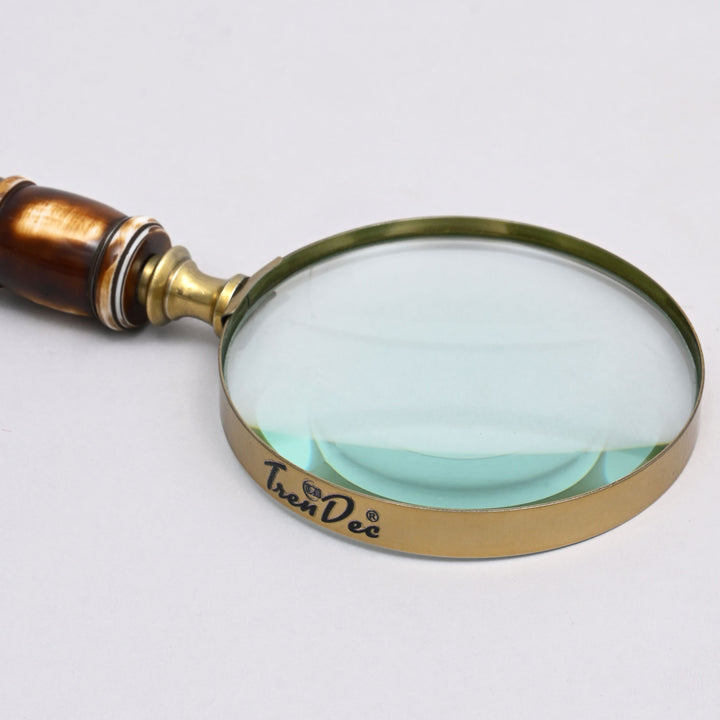 Decorative Stone Handle Magnifier Elegant Brown Accent Piece