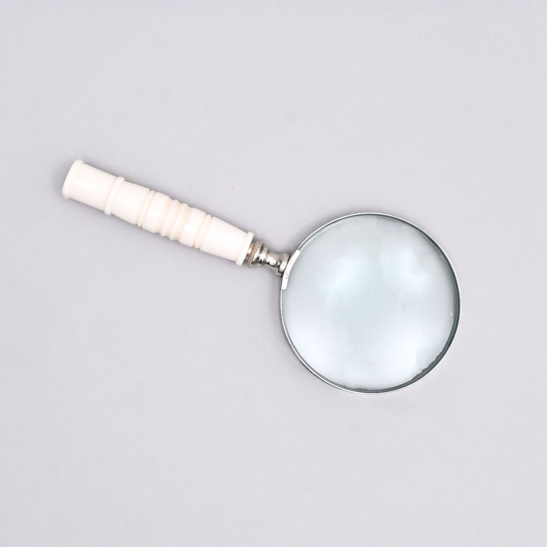 Decorative Stone Handle Magnifier Elegant White Accent Piece