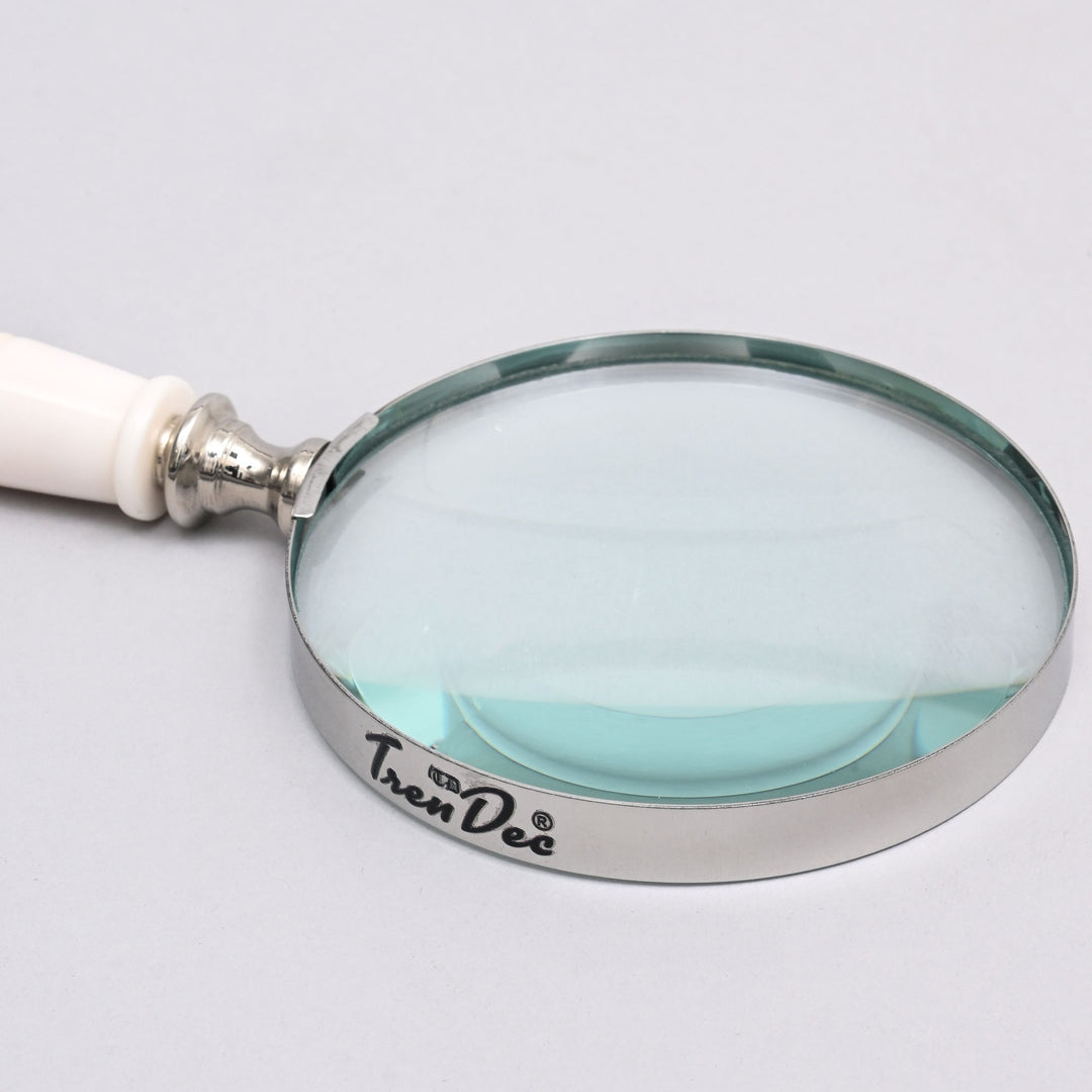 Decorative Stone Handle Magnifier Elegant White Accent Piece