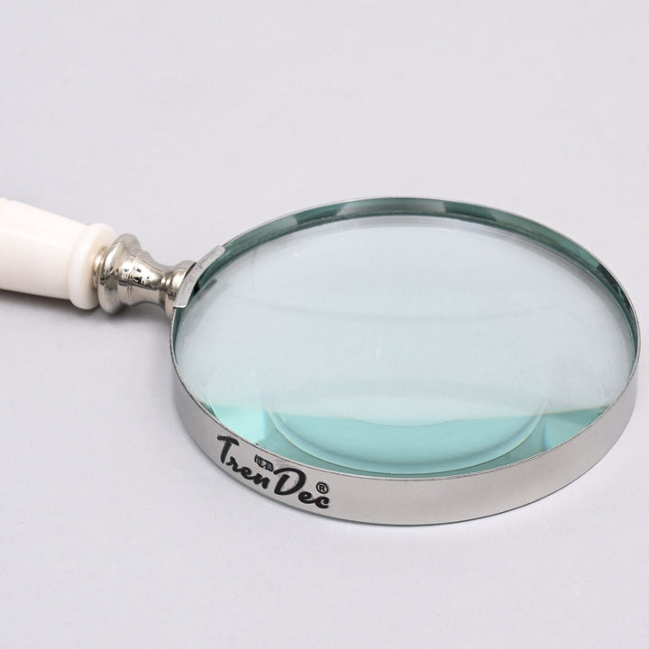 Decorative Stone Handle Magnifier Elegant White Accent Piece