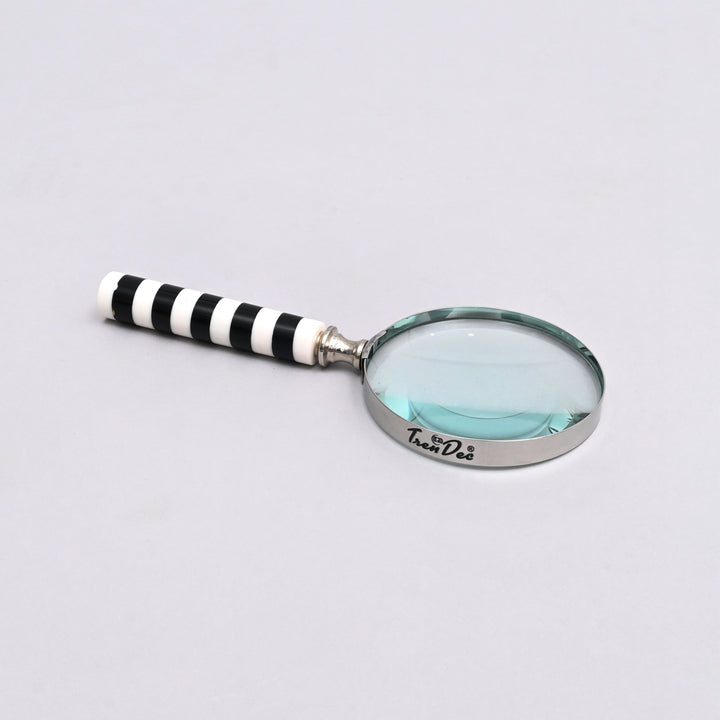 Decorative Stone Handle Magnifier Elegant Black and white Accent Piece