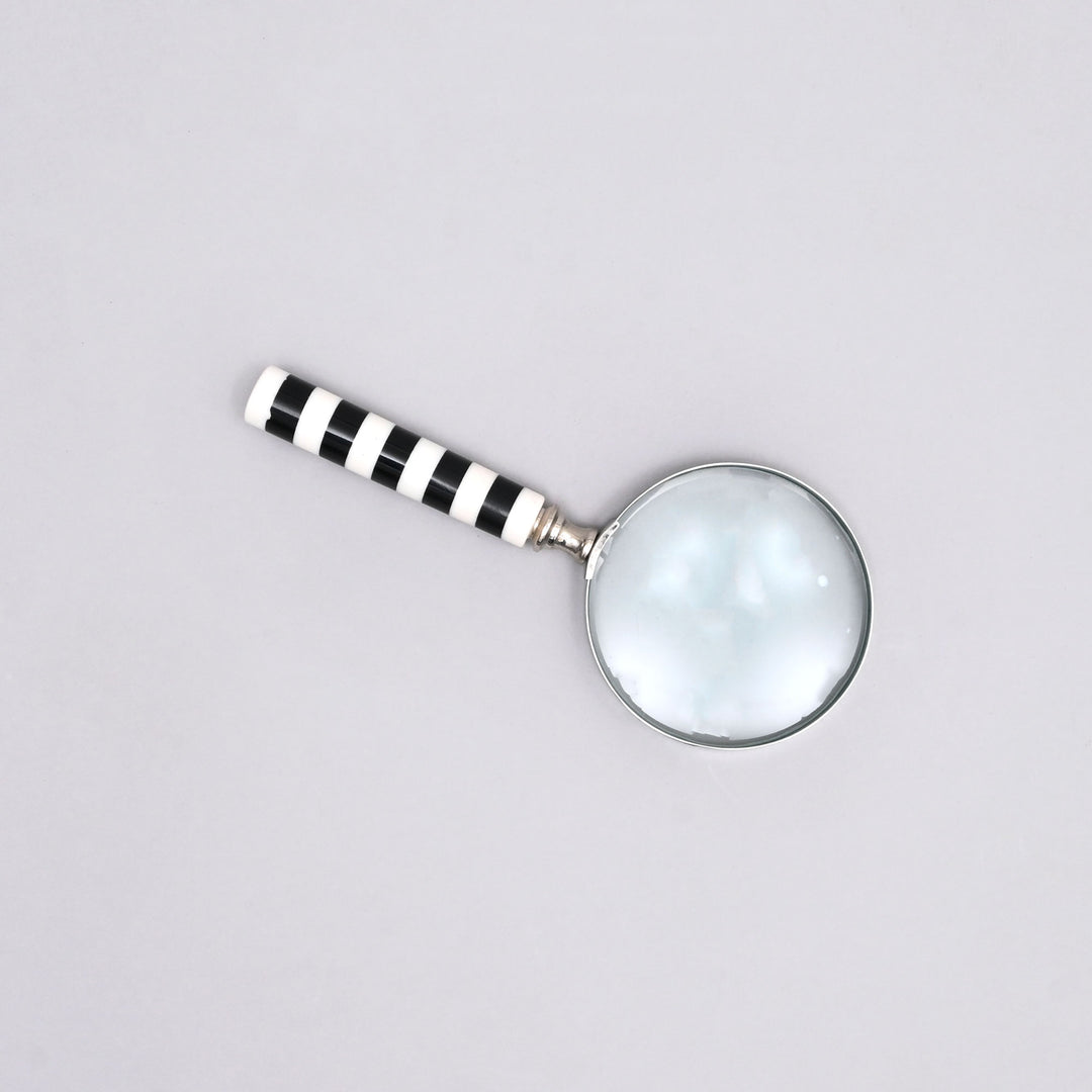 Decorative Stone Handle Magnifier Elegant Black and white Accent Piece