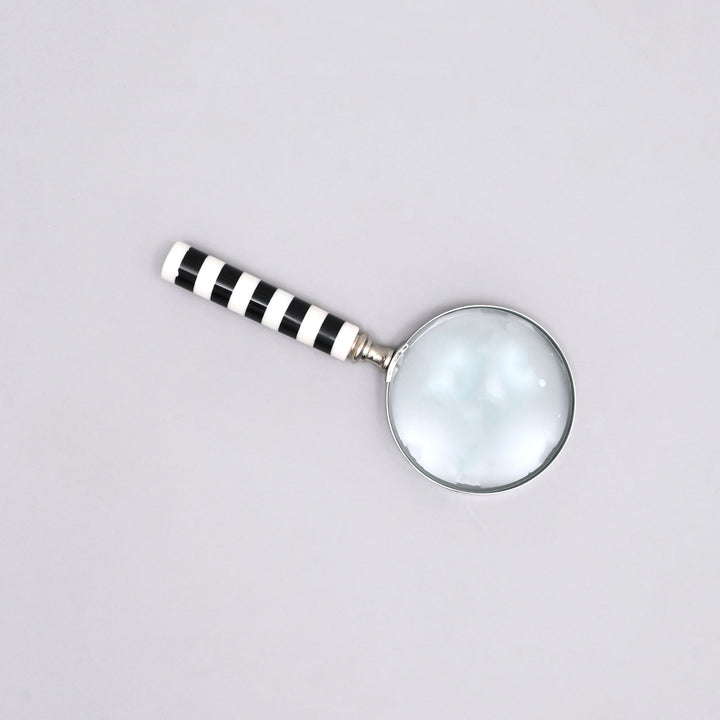 Decorative Stone Handle Magnifier Elegant Black and white Accent Piece