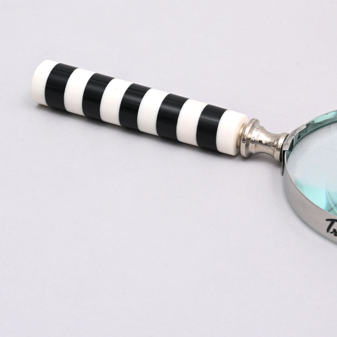 Decorative Stone Handle Magnifier Elegant Black and white Accent Piece