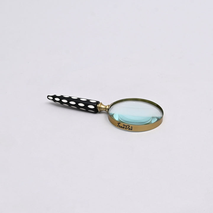 Decorative Stone Handle Magnifier Elegant Black l white Dots Accent Piece
